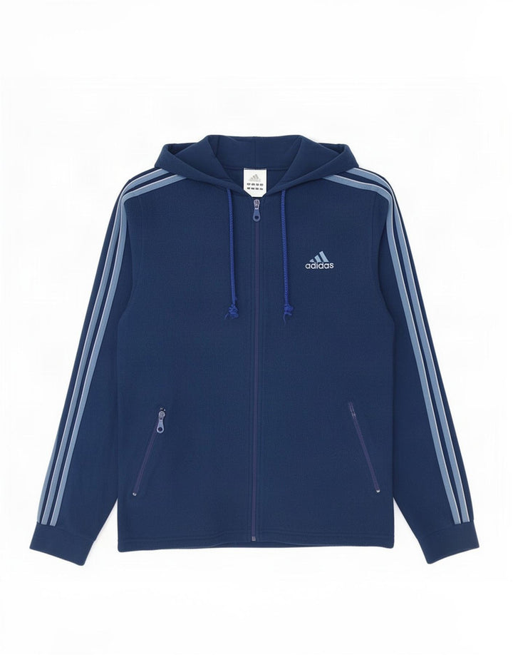 Мужская флисовая куртка Adidas с капюшоном UK 34/36, маленькая, темно-синяя, полиэстер