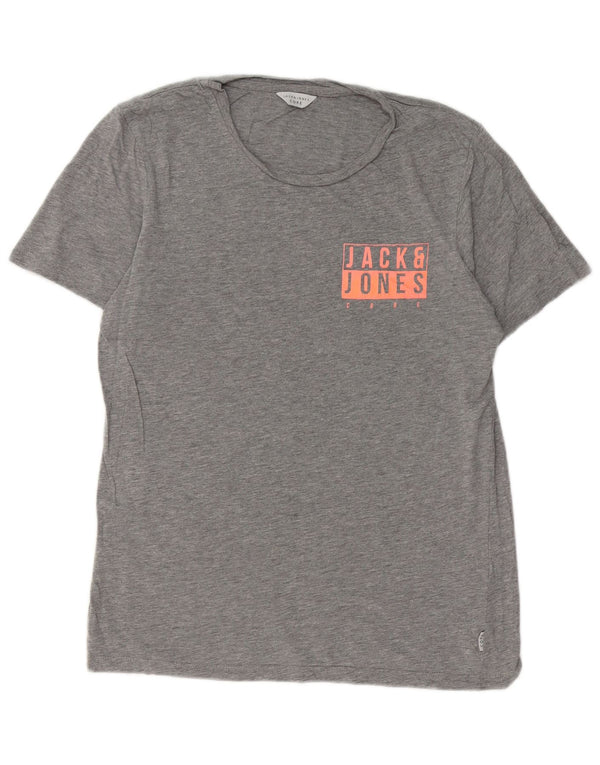 Мужская футболка с рисунком JACK & JONES, маленький серый хлопок