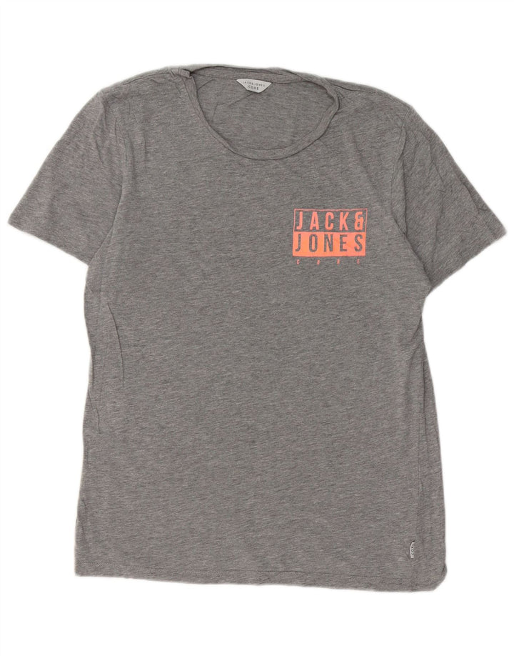 Мужская футболка с рисунком JACK & JONES, маленький серый хлопок
