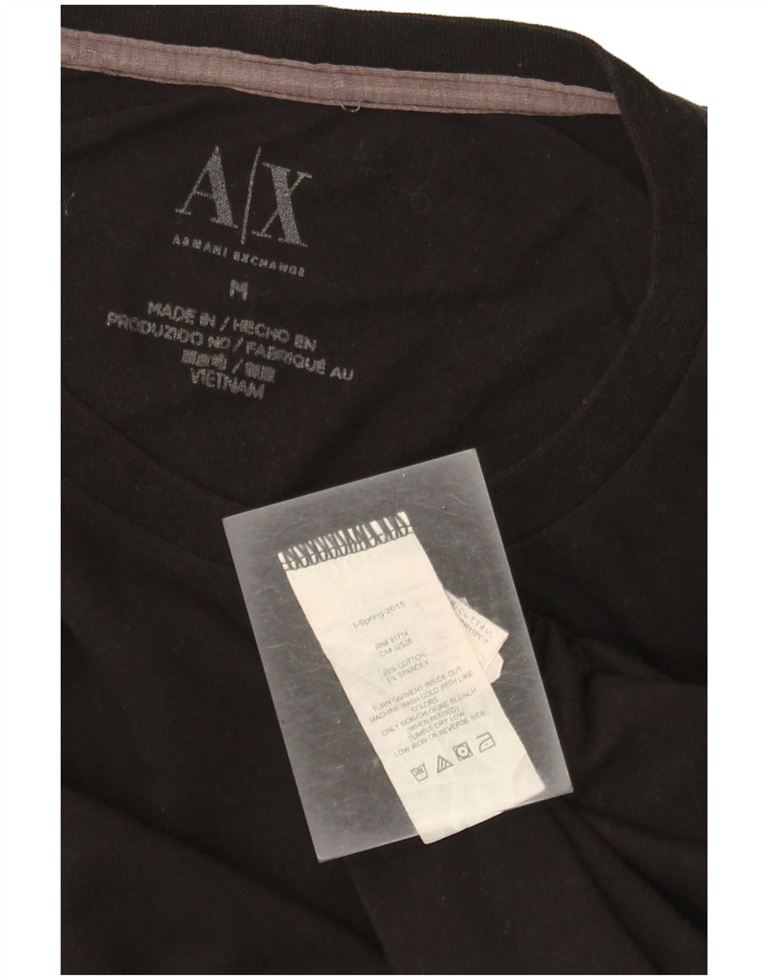 Armani Exchange Мужская футболка с рисунком Топ среднего размера, черный хлопок