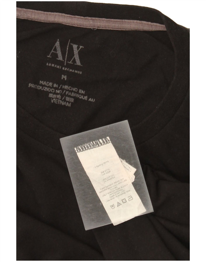 Armani Exchange Мужская футболка с рисунком Топ среднего размера, черный хлопок