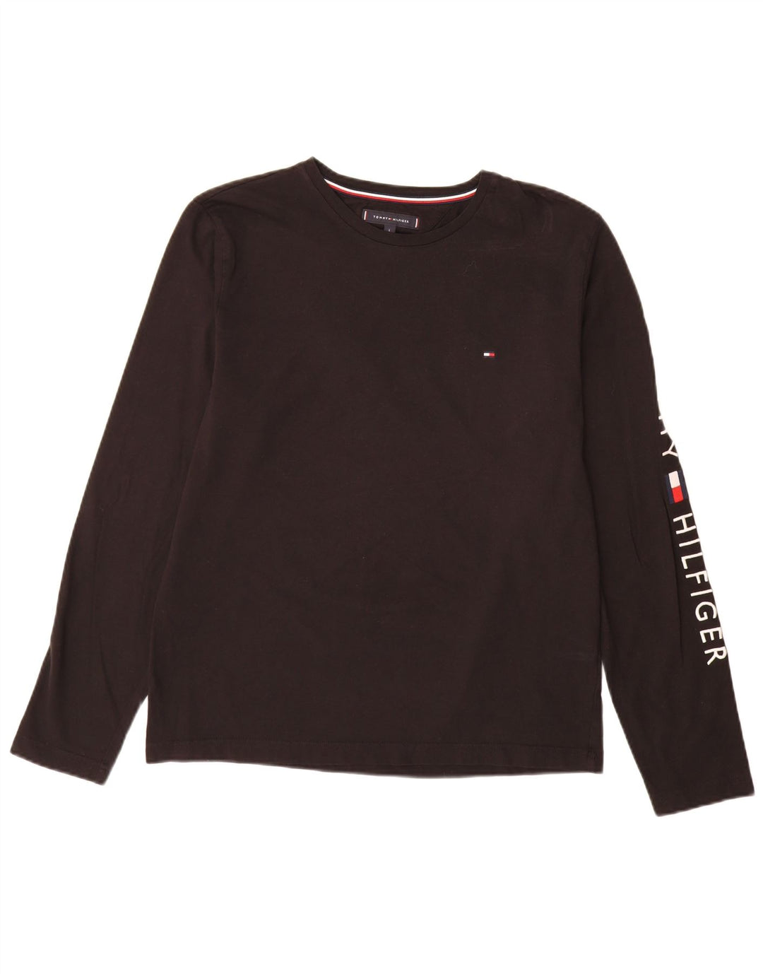 Мужской топ с длинным рукавом Tommy Hilfiger, большой черный хлопок, с рисунком