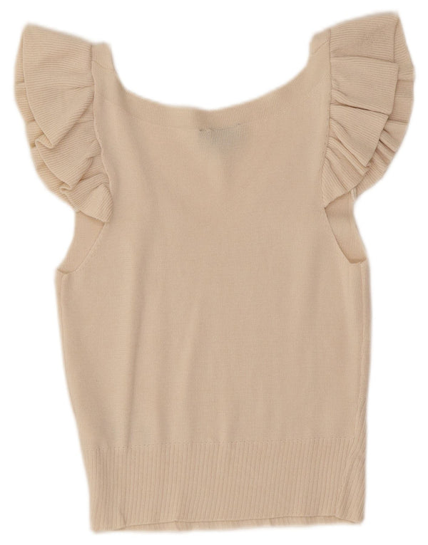 Женская укороченная блузка Topshop UK 12, средний цвет из белой вискозы