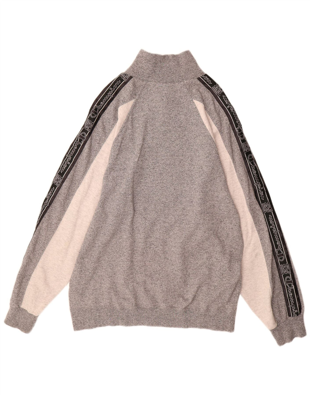 Мужской свитшот CHAMPION с воротником на молнии, большой серый с цветными блоками