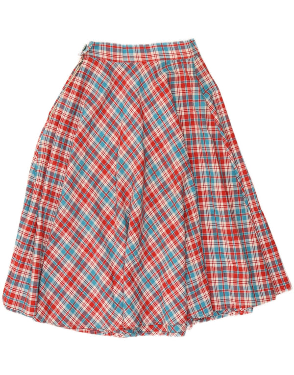 Винтажная женская юбка-трапеция с высокой талией W26, маленькая разноцветная клетка