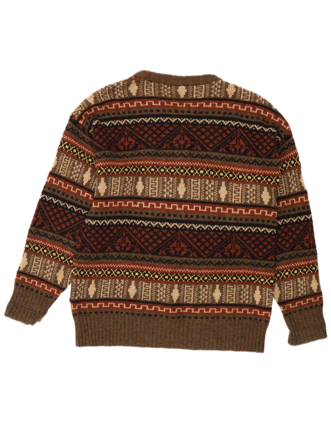 Женский джемпер ESKIMO с круглым вырезом, Великобритания 18 XL, коричневый Fair Isle, новая шерсть