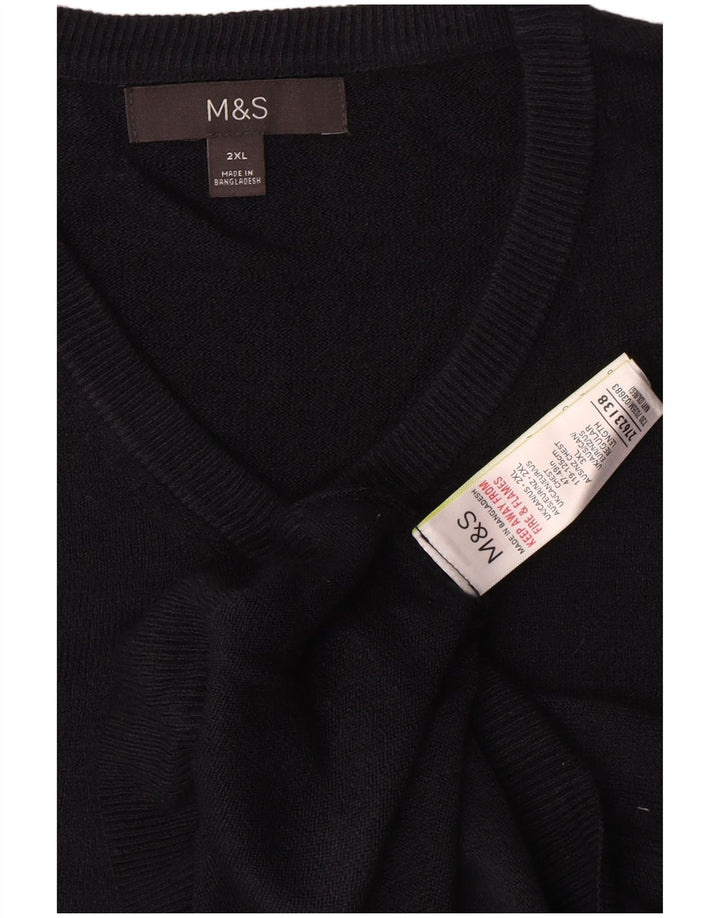 Мужской джемпер с v-образным вырезом Marks & Spencer 2XL, черный акрил