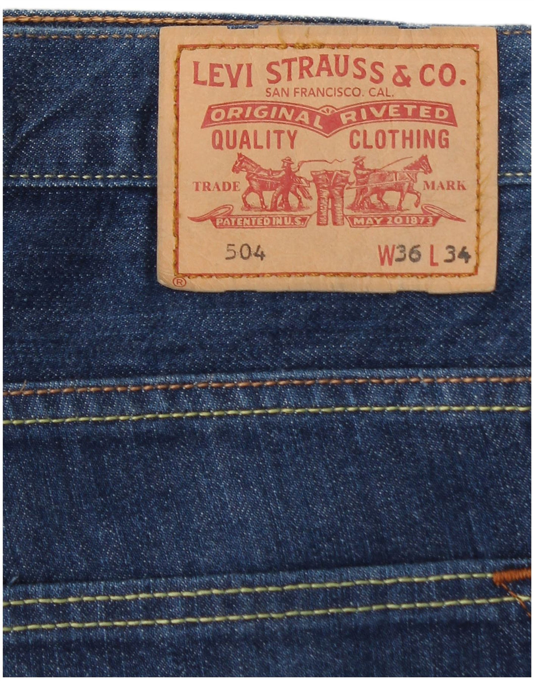 Мужские прямые джинсы Levi's 504 W36 L29 синие, хлопок