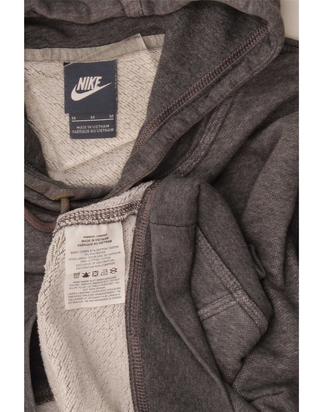 Мужской джемпер с капюшоном Nike среднего серого цвета, хлопок