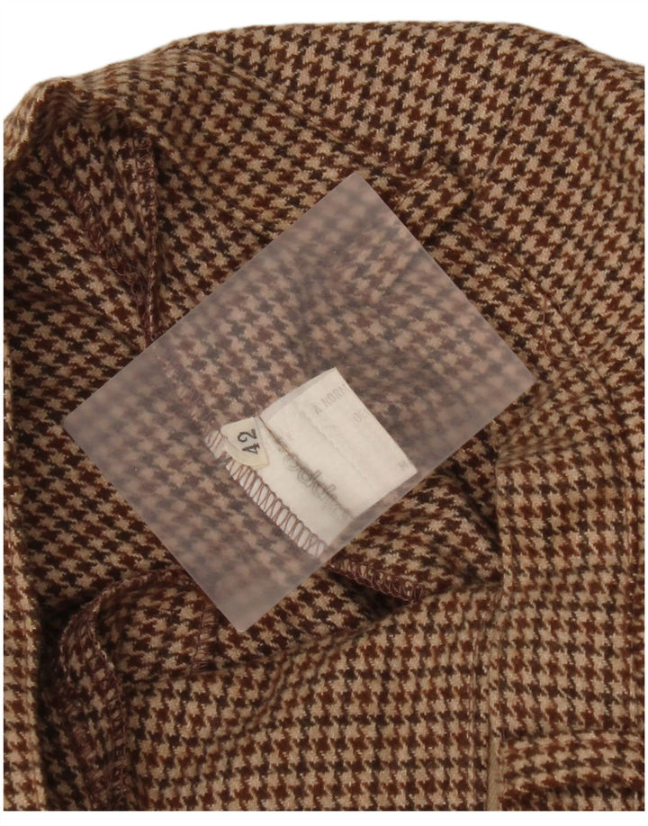 Винтажные женские капри IT 42 Medium W26 Коричневые, шерсть с узором «гусиные лапки»