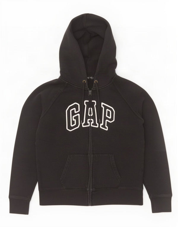 Женский свитер с капюшоном и молнией с графическим рисунком Gap UK 14, хлопковый средний черный цвет