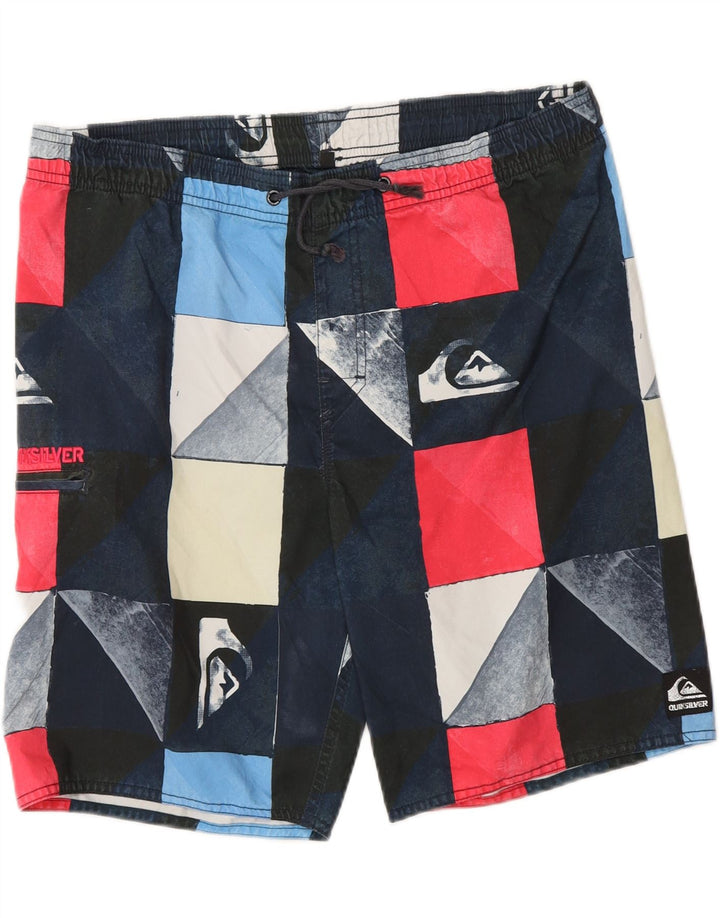 QUIKSILVER Мужские шорты для плавания с рисунком, средние, разноцветные, с геометрическим рисунком