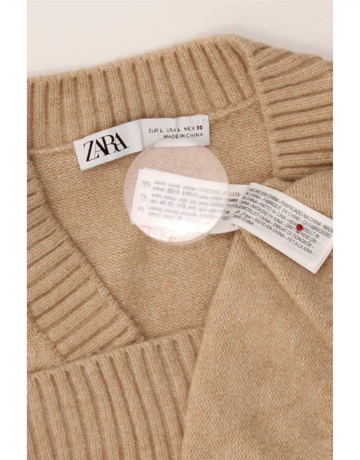 Женская майка Zara Vest UK 16, большой размер, бежевый полиэстер