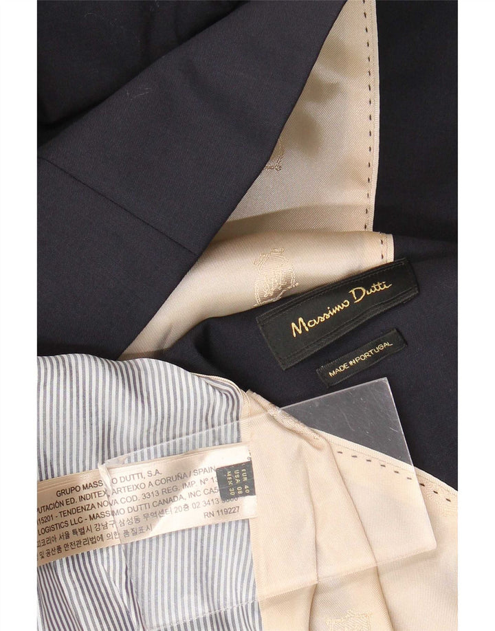 Женский пиджак Massimo Dutti на 2 пуговицах EU 40, средний темно-синий, шерсть