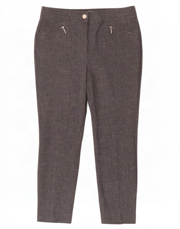 Marks & Spencer Womens High Waist Casual Trousers UK 14 Large W32 L27 Grey