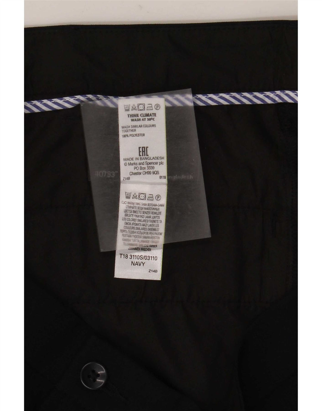 Мужские узкие брюки-чиносы Marks & Spencer W40 L33 темно-синие из полиэстера