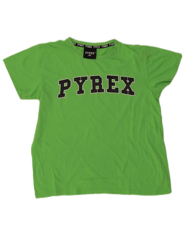 Футболка с рисунком Pyrex для девочек, топ 14–15 лет, размер 2XL, зеленый хлопок