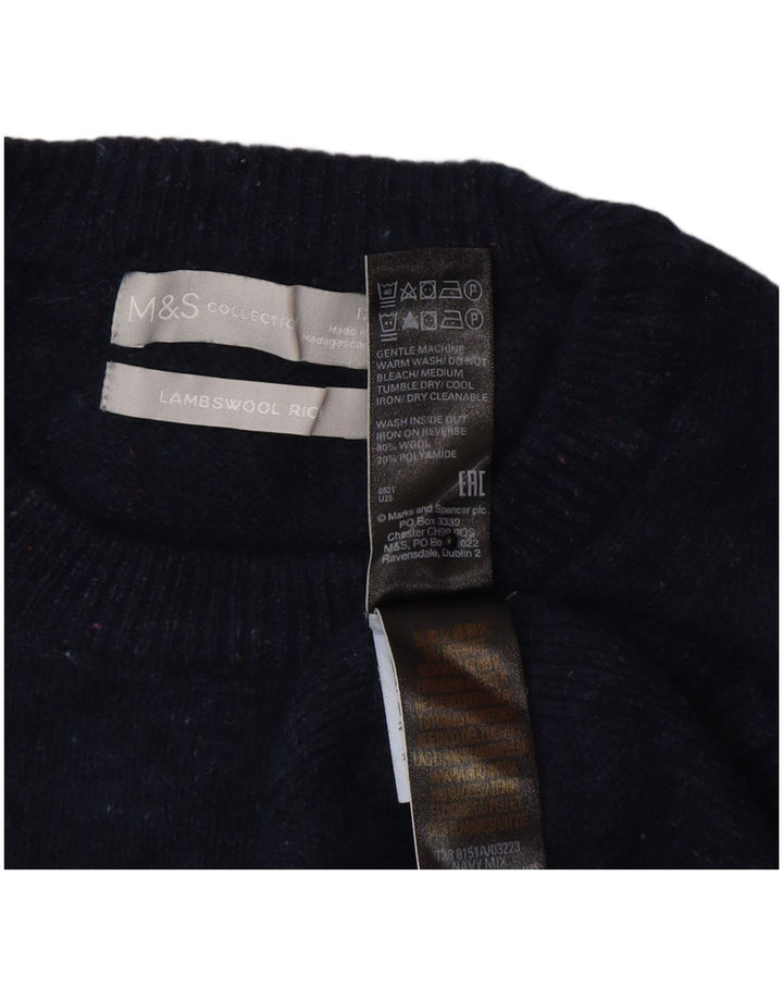 Женский джемпер с круглым вырезом Marks & Spencer UK 12, средний темно-синий шерстяной свитер