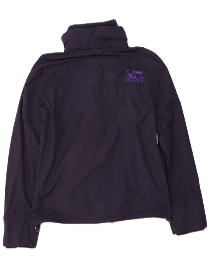 SUPERDRY Womens The Windcheater Rain Jacket UK 14 Medium Navy Blue Nylon