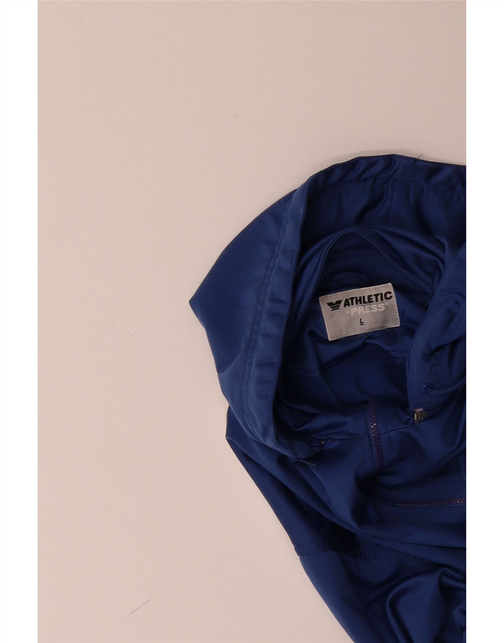 VINTAGE Mens Zip Hoodie Sweater Large Blue Polyester Vintage Vintage and Second-Hand Vintage from Messina Hembry 