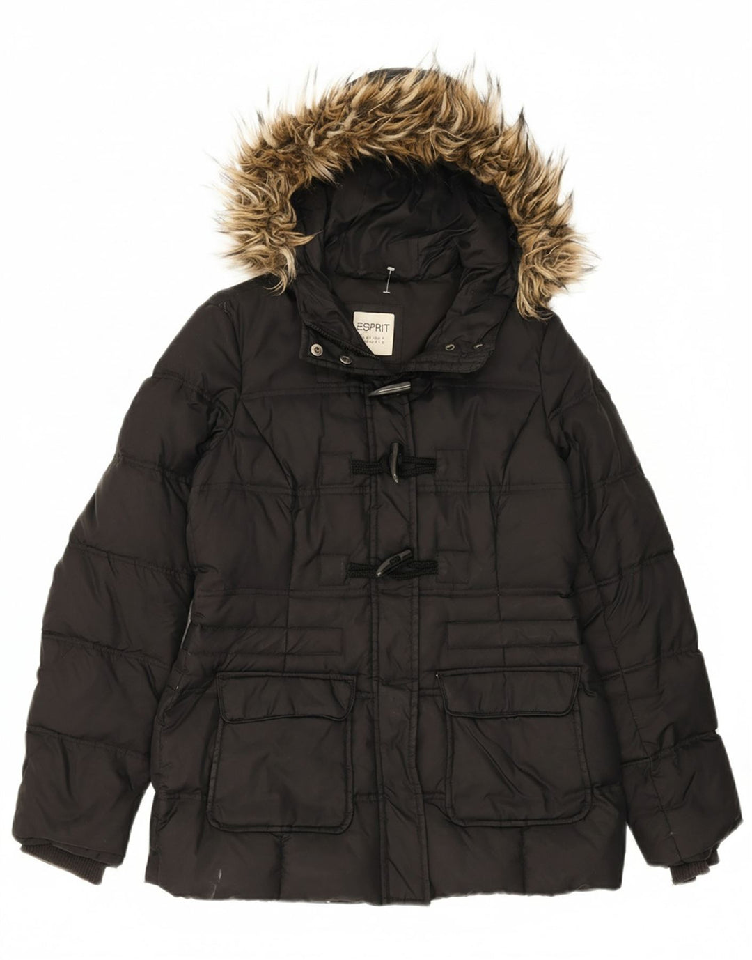 ESPRIT Womens Oversized Hooded Padded Jacket UK 10 Small Black