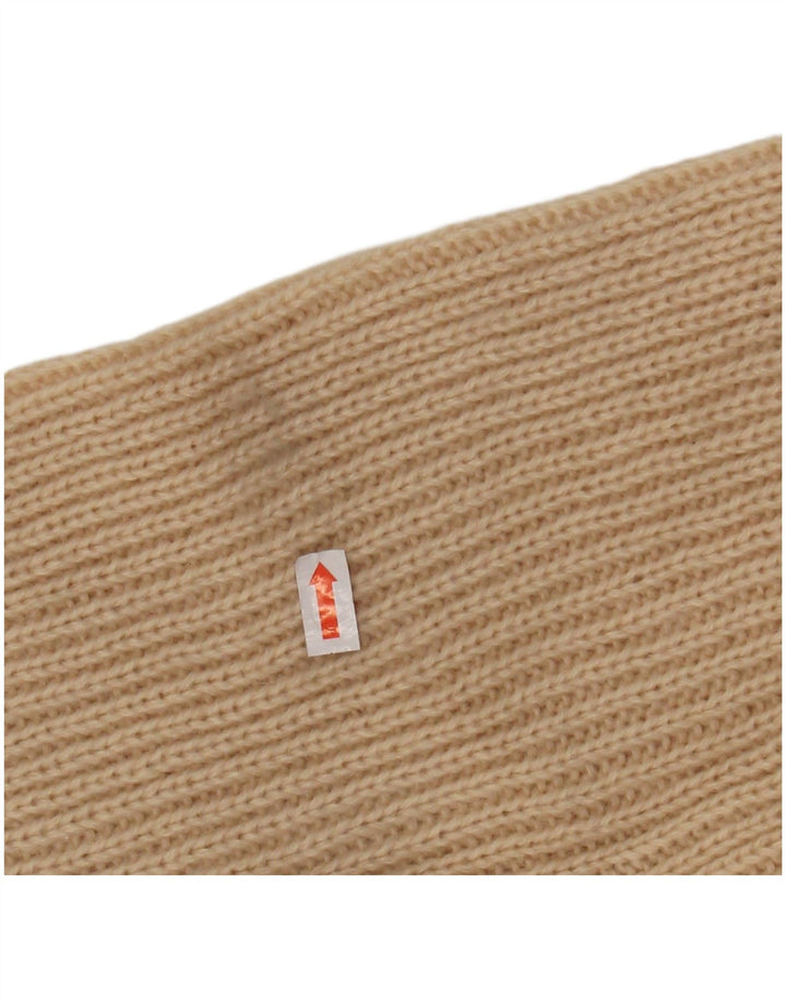 ВИНТАЖНЫЙ женский джемпер с высоким воротником, Великобритания, 12, средний, бежевый, в полоску, акрил