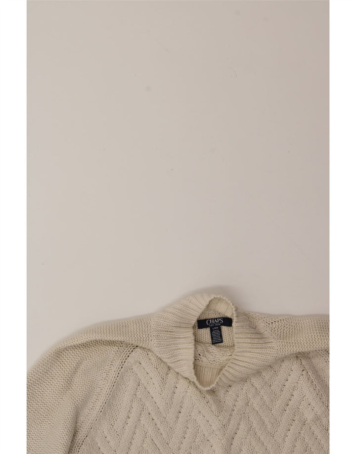 CHAPS Womens Turtle Neck Jumper Sweater UK 16 Large White Cotton Vintage Chaps and Second-Hand Chaps from Messina Hembry 