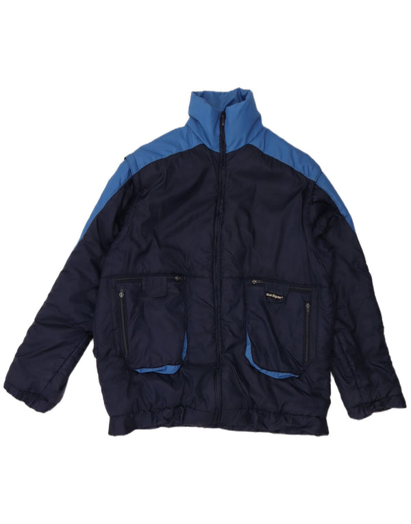 Мужская стеганая куртка VINTAGE UK 42 XL темно-синяя с цветными блоками