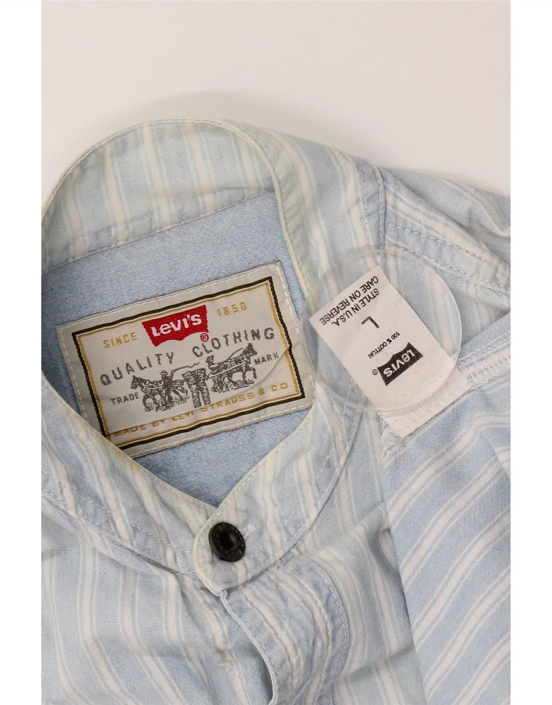 Мужская рубашка с коротким рукавом Levi's из хлопка в большую синюю полоску