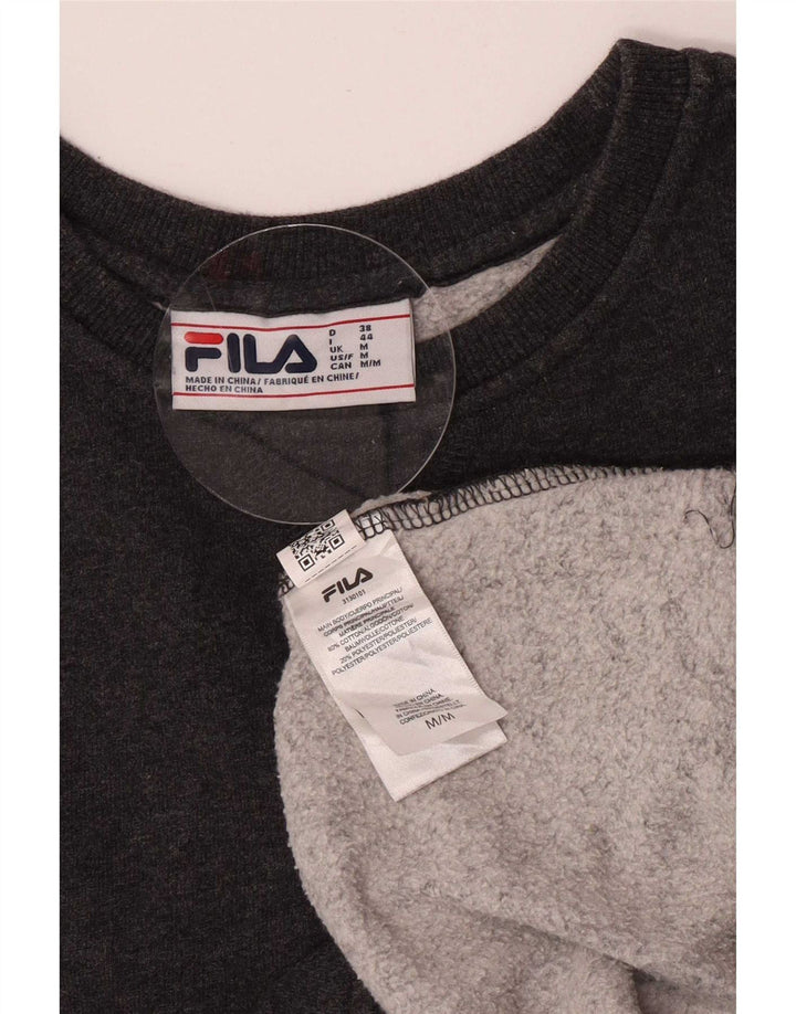 Мужской свитшот Fila, хлопковый джемпер среднего серого цвета