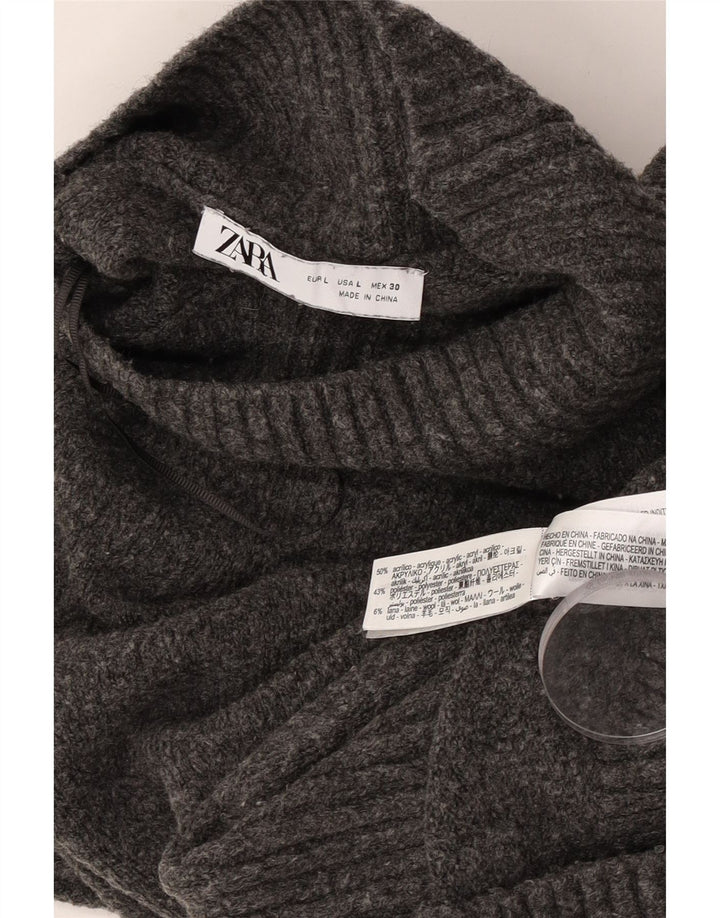 Женский укороченный джемпер с высоким воротником Zara UK 16, большой серый
