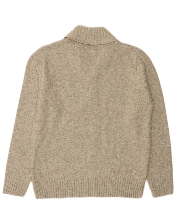 Marks & Spencer Mens Shawl Neck Jumper Sweater Medium Green Flecked Acrylic