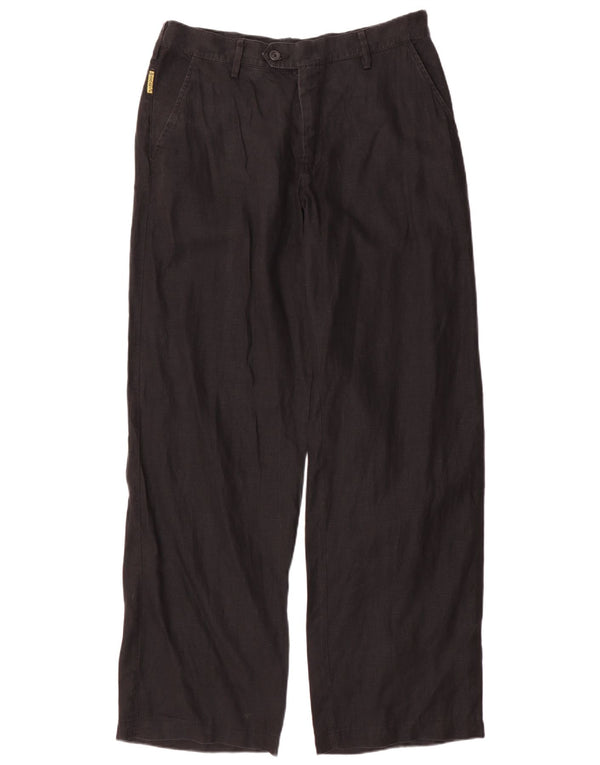 Мужские прямые костюмные брюки Armani UK 40 средние W34 L33 черные льняные