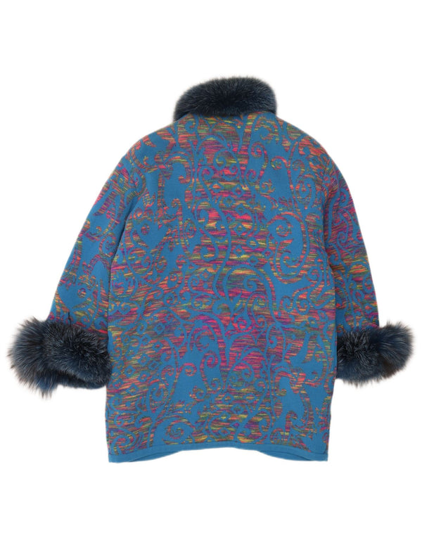 STIZZOLI Женское вязаное двубортное пальто UK 20 2XL Синий Пейсли