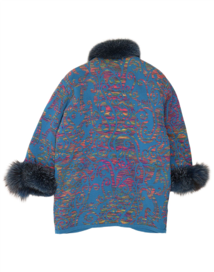 STIZZOLI Женское вязаное двубортное пальто UK 20 2XL Синий Пейсли