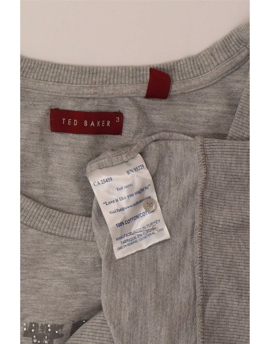 Женский свитшот с короткими рукавами и графикой Ted Baker, размер 3, средний серый