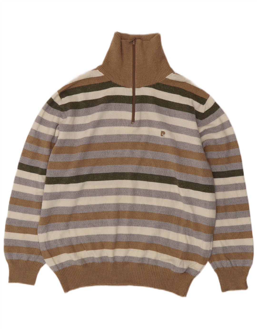 Мужской джемпер с воротником на молнии Pierre Cardin XL, разноцветный акрил в полоску