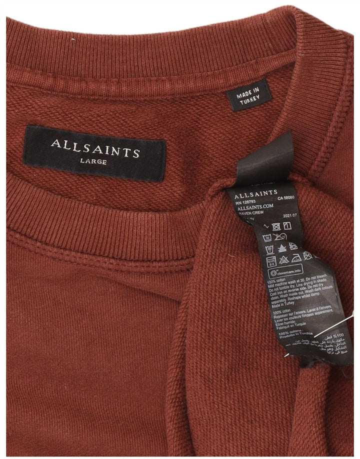 Мужской свитер All Saints, большой коричневый хлопковый джемпер