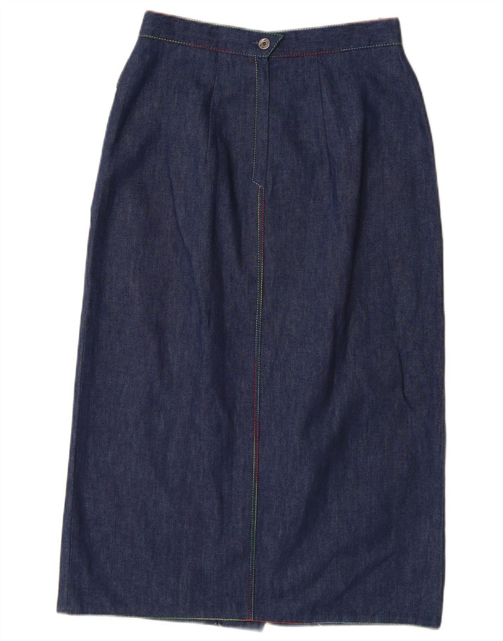 ВИНТАЖНАЯ женская джинсовая юбка с высокой талией EU 38, средний размер W26, темно-синий, хлопок