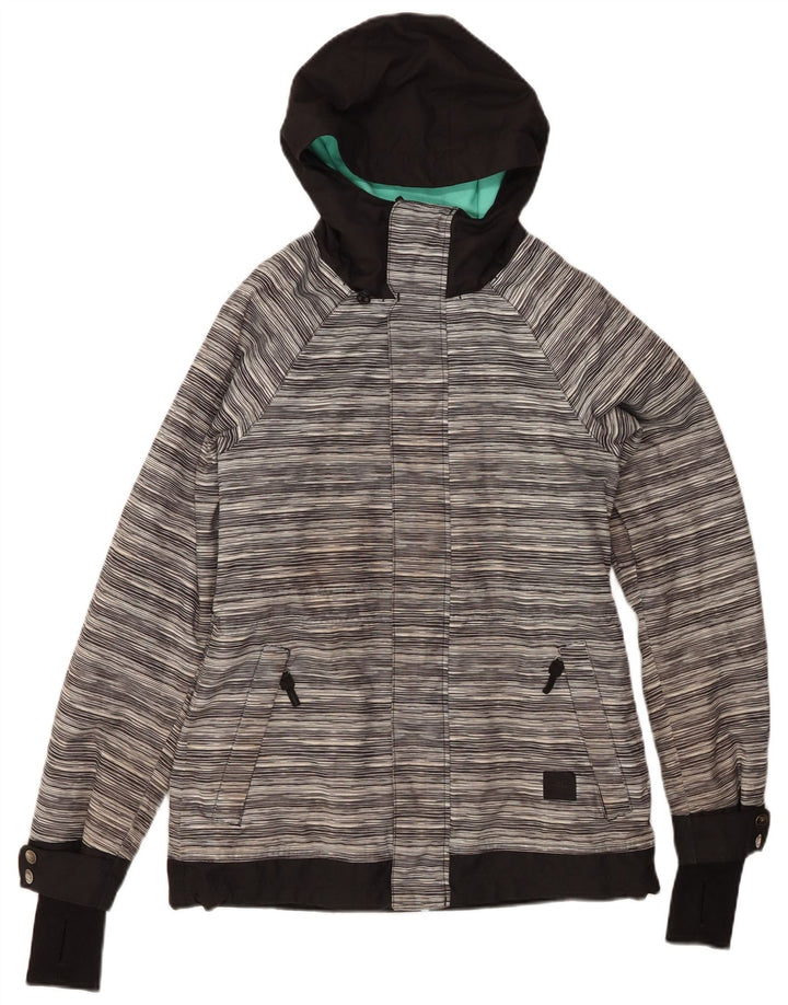 O'NEILL Mens Hooded Windbreaker Jacket UK 36 Small Grey Pinstripe