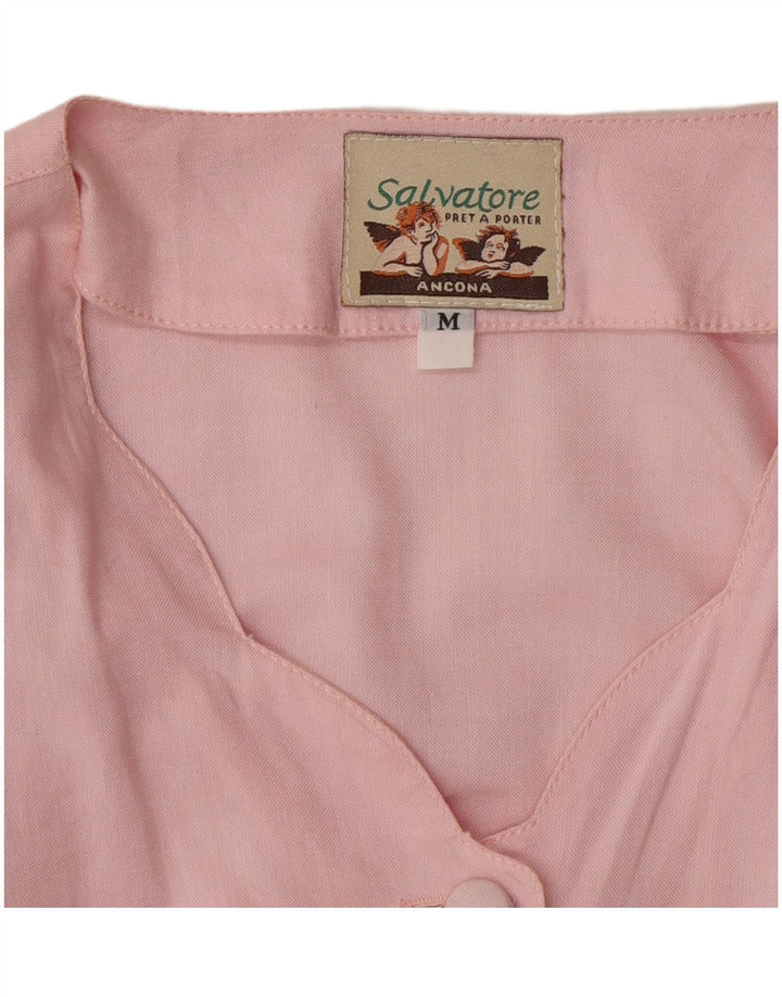 VINTAGE Womens Shirt UK 14 Medium Pink Cotton