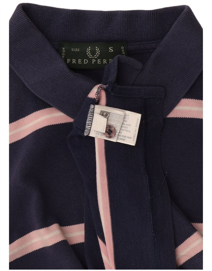 Мужская рубашка-поло Fred Perry, маленькая, темно-синяя, хлопковая полоска