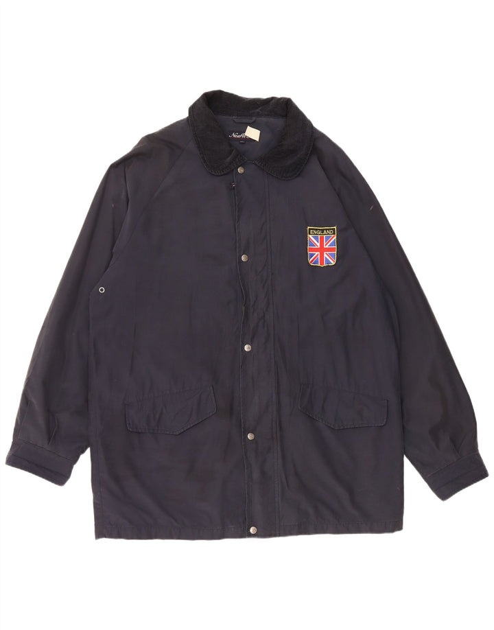 ВИНТАЖНАЯ мужская ветровка UK 44 2XL Темно-синий хлопок