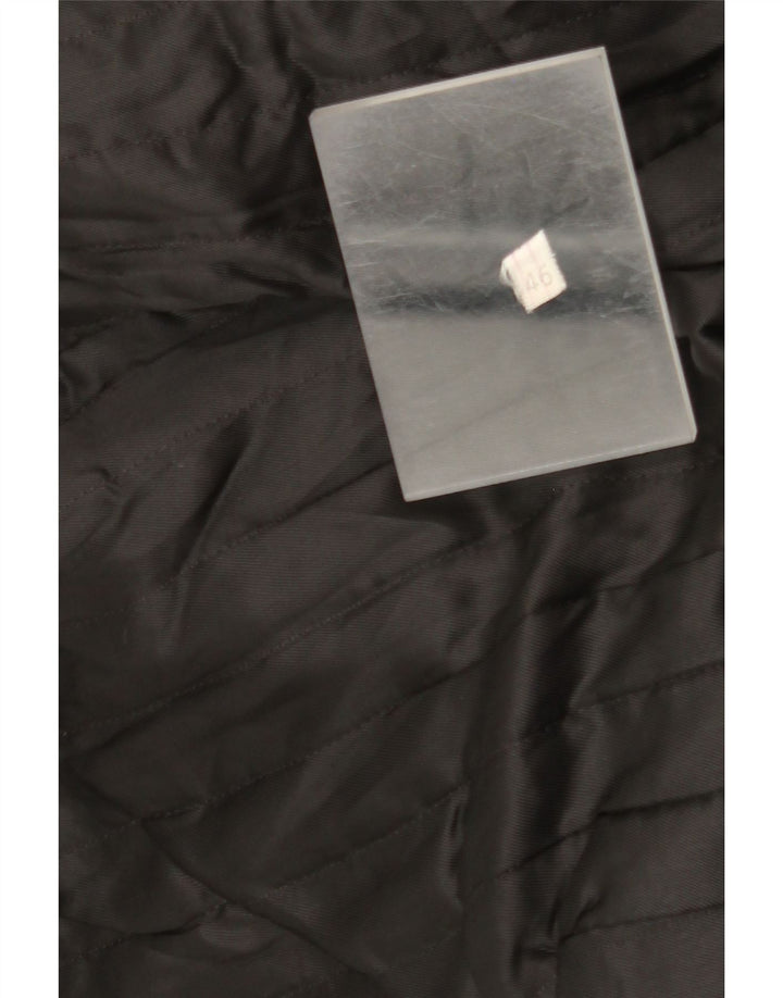 Винтажное женское кожаное пальто IT 46 большое черное