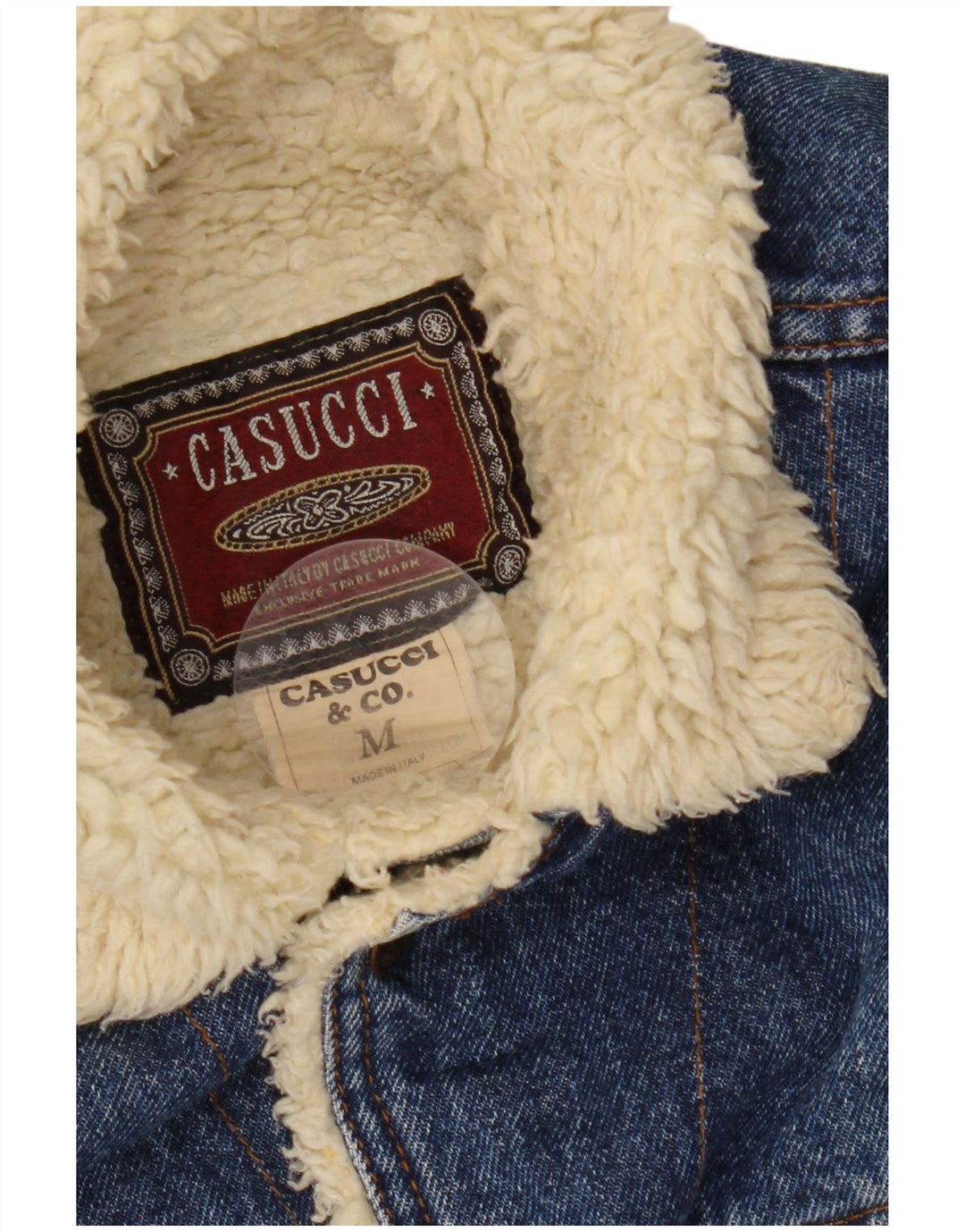 Мужская джинсовая куртка CASUCCI из шерпа, Великобритания 38, средний синий хлопок