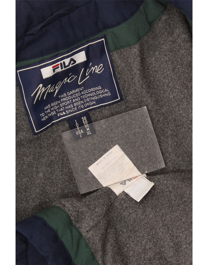 FILA Mens Windbreaker Jacket IT 50 Large Navy Blue Polyester Vintage Fila and Second-Hand Fila from Messina Hembry 