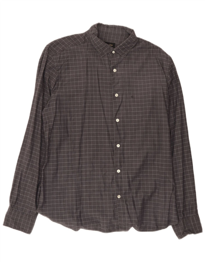 Мужская рубашка Massimo Dutti XL серая в клетку