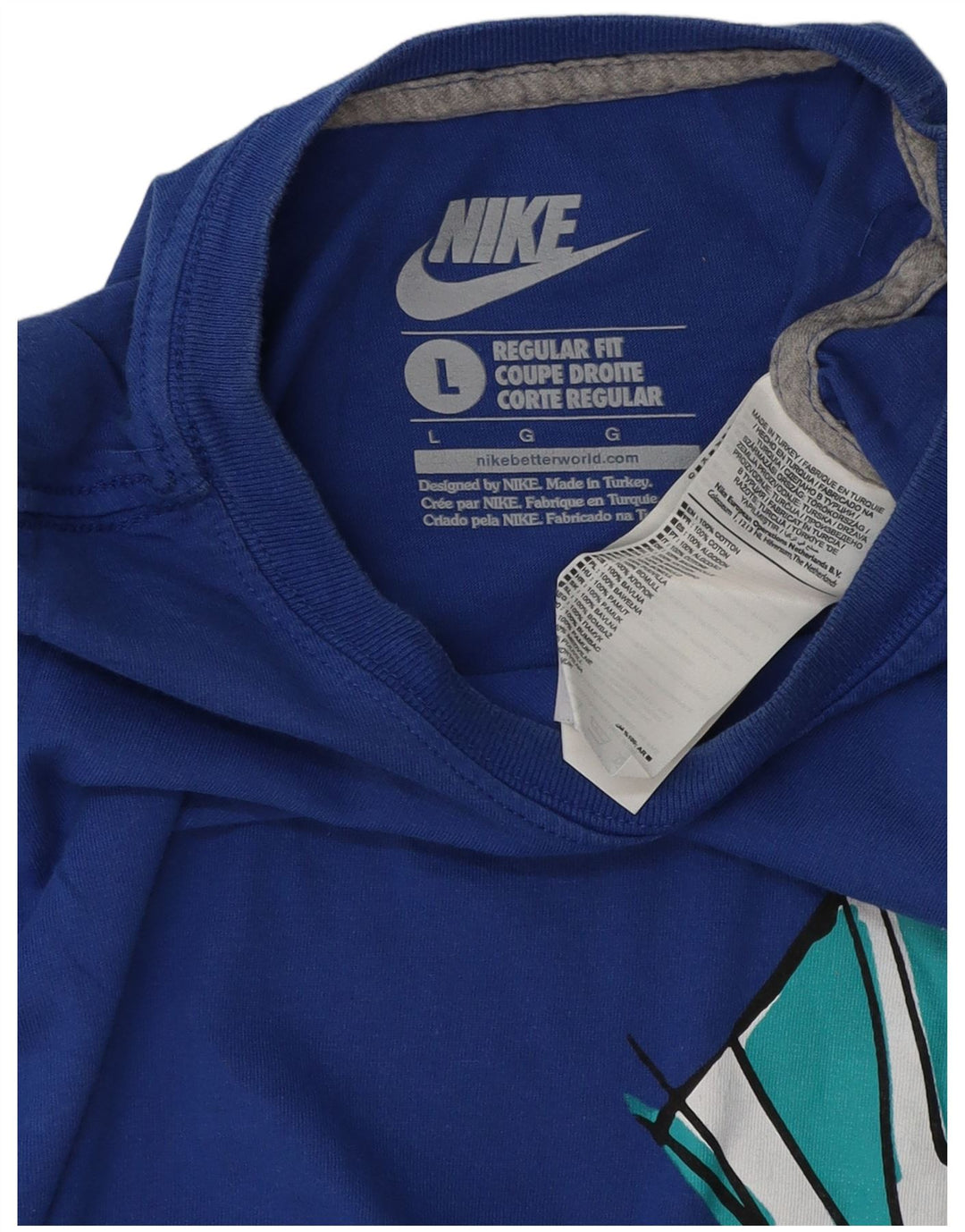 Мужская футболка обычного кроя NIKE с рисунком, большой синий хлопковый топ