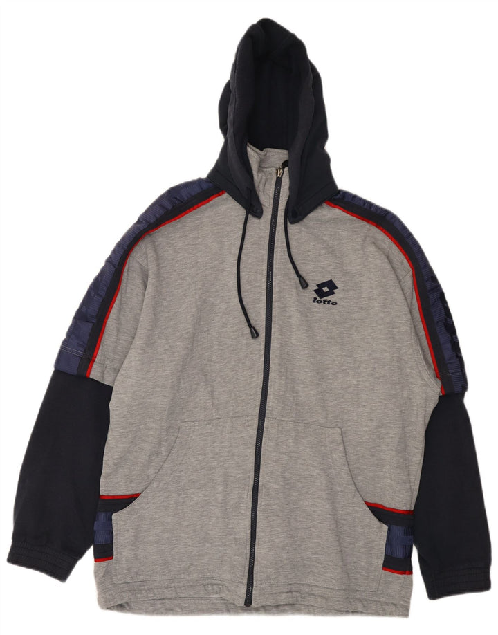 LOTTO Мужской спортивный костюм с графическим рисунком, верхняя куртка, Великобритания, 38/40, средний серый цвет с цветными блоками