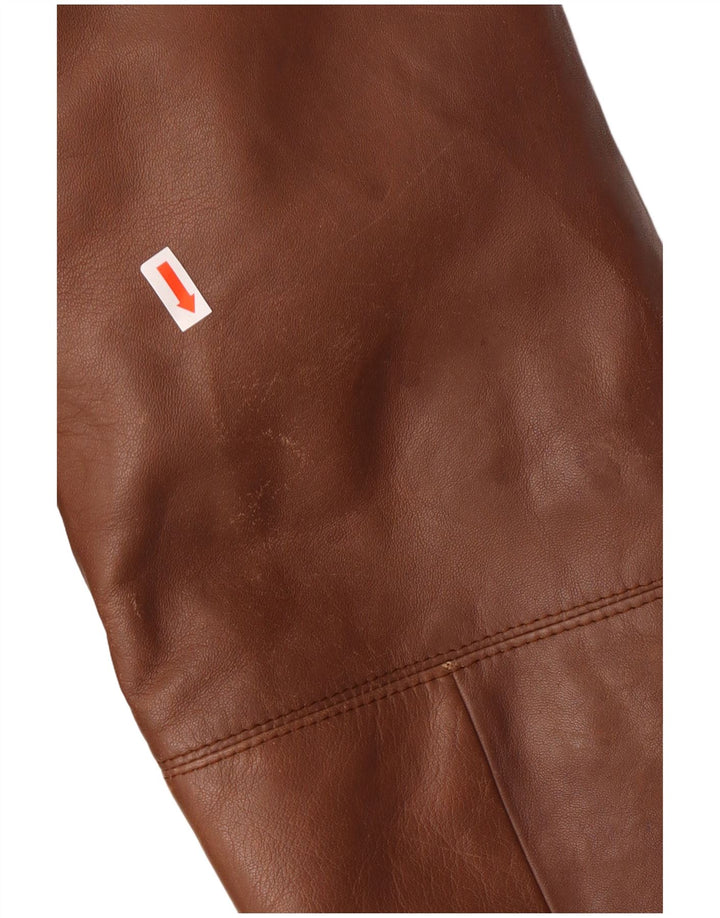 Винтажная женская кожаная куртка IT 50 XL Коричневая